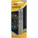 Marker permanenet BIC Marking, varf mediu rotund, argintiu si auriu, 2 bucati