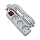 Extension cord with 3 Strohm sockets, with switch, cable length 3 m, section 3x1 mm2, white