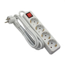 Extension cord with 4 Strohm sockets, with switch, cable length 3 m, section 3x1 mm2, white