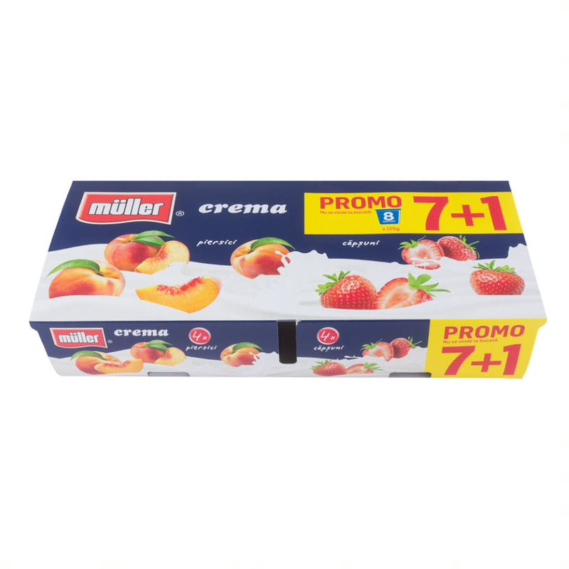 Muller pachet promotional iaurt capsuni si piersici 8x125g