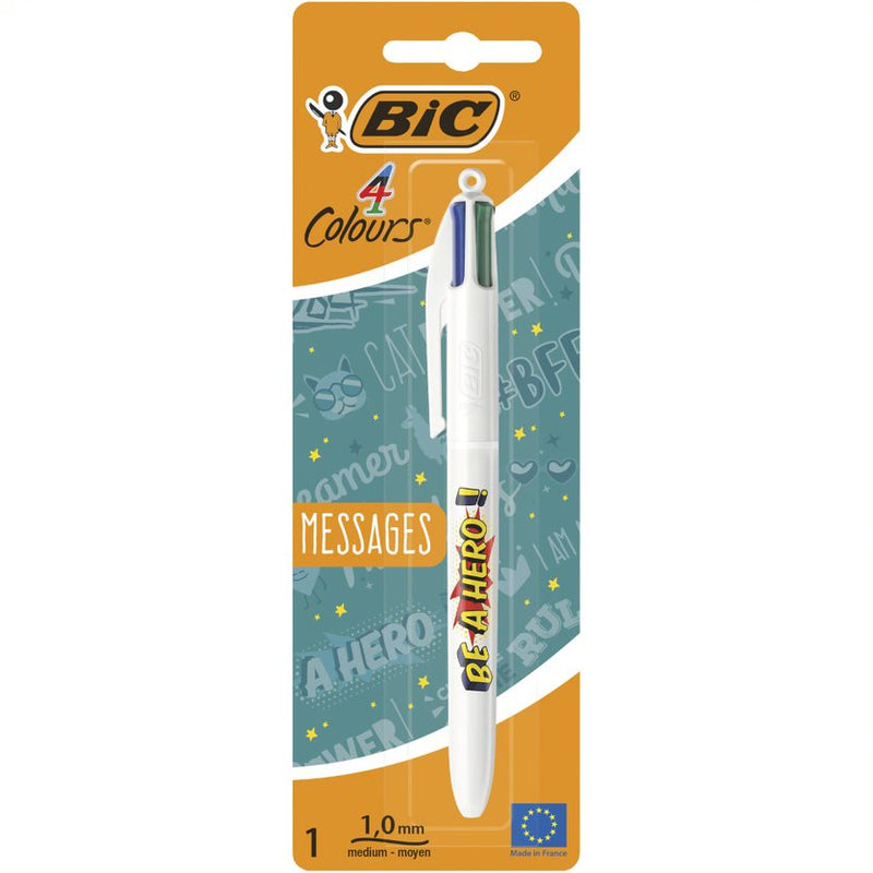 Pix retractabil BIC 4 Colours Message, 1.0 mm, 1 bucata