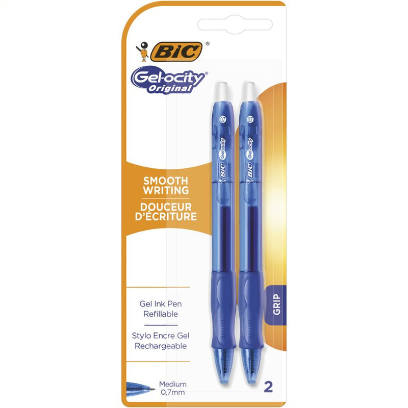 Pix cu gel BIC Gelocity Original, 0.7 mm, albastru, 2 bucati