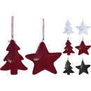 Decoratiune de Craciun steluta si brad din catifea, 16 cm